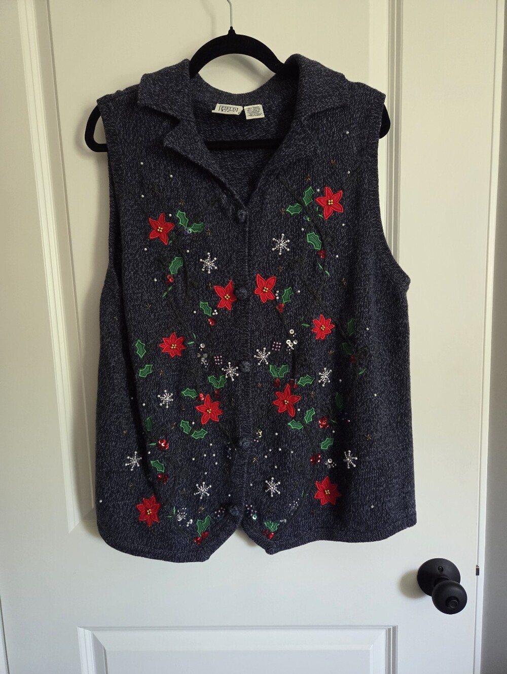 Field Gear Ugly Christmas Poinsettia Knit Sweater Vest